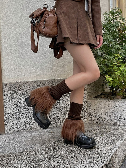 Knitted Cuff Leg Warmers Options Fuzzy 12 Color