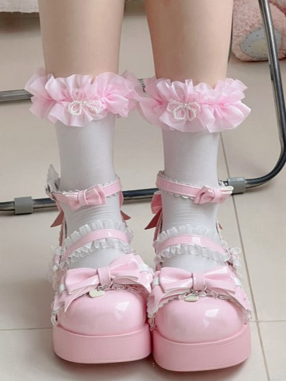 Spitze mit Sockenbündchen Optionen Perlen Kalb 9 Schwarz/Weiß gerüscht