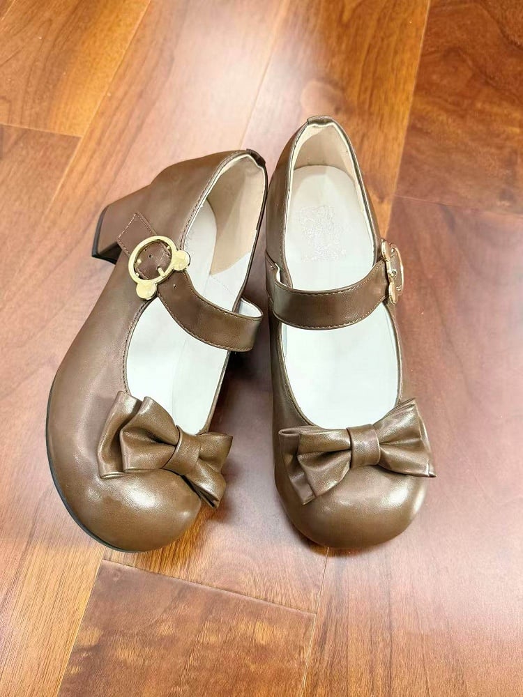 PU Sweet Accents Janes nœud marron - Mary Bout rond