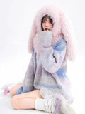 and Neck Relaxed in Crew Gradient Sweater Fit Pullover with Colorful Knit Rainbow Blue