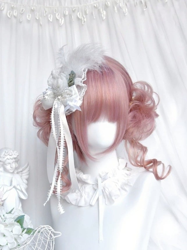 Pink 22cm Curly Bob Wig with Full Bangs - Sinwavy