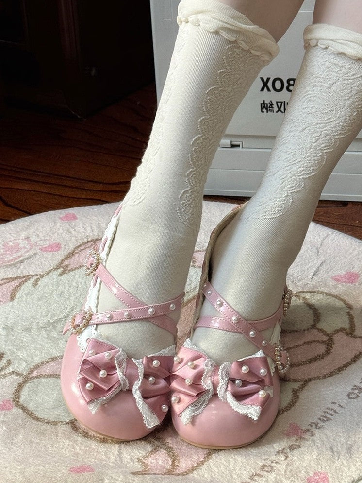 Janes Deep Lolita Classic Mary - Mid-heel Pink Detailing Bead