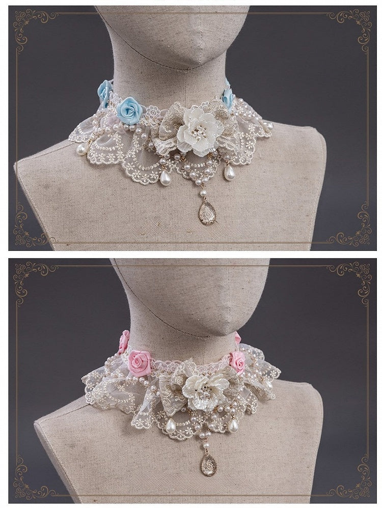 5 Lolita Options – with Choker Floral Lace Bead Accents Color