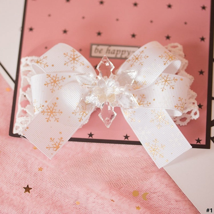2 Options Sweet Lolita Snowflake Bowknot Hairclip