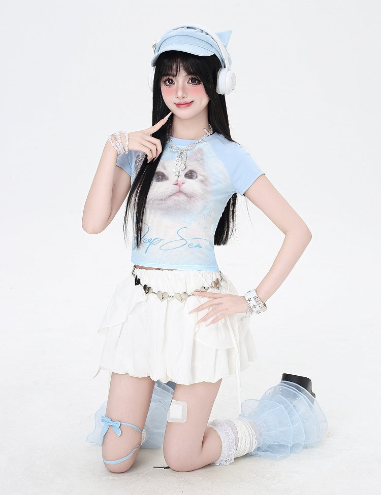 Skirt Ways White Three Wear Top/Bubble