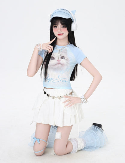 Skirt Ways White Three Wear Top/Bubble