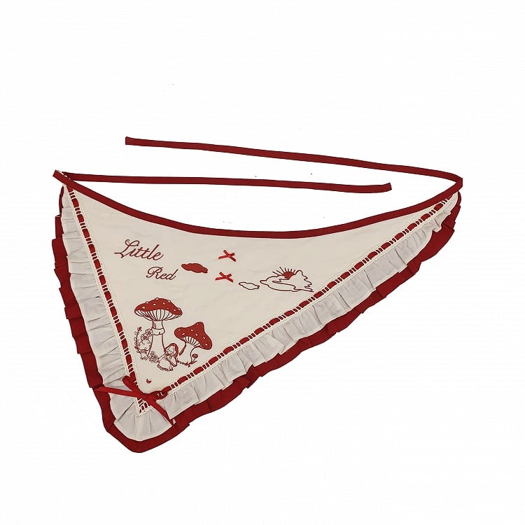 Stickerei Dreieck Beige Schürze und roter Pilz