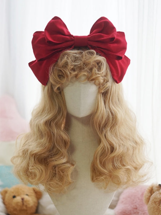 Blond/Weiß/Braun/Rosa/Hellblonde lange gewellte Perücke mit lockigem Pony