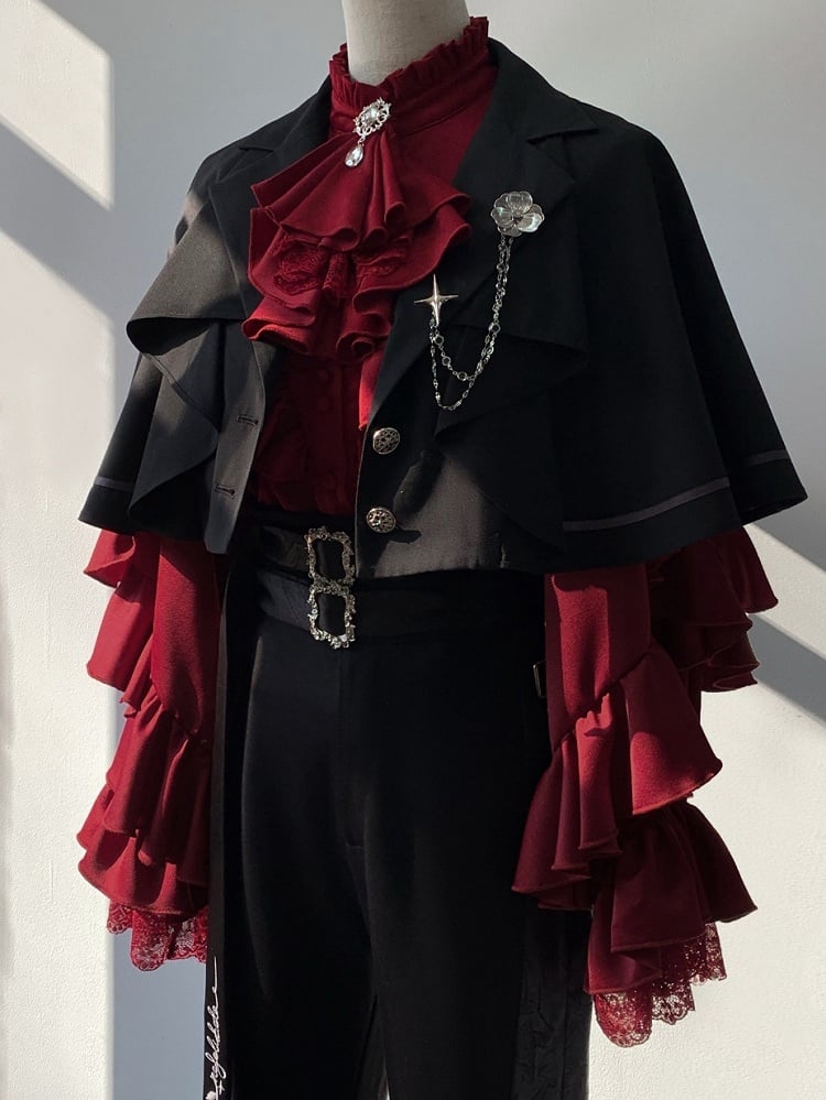 Ouji Black Lolita Blazer Cape Collar