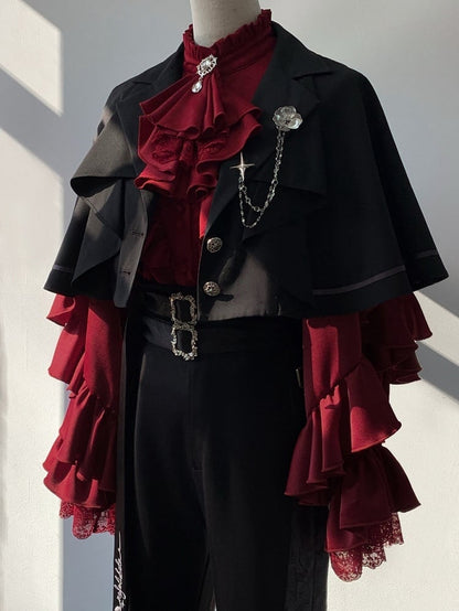 Ouji Black Lolita Blazer Cape Collar