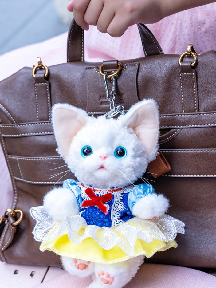 Cute Black/Gray/White with Skirt Yellow Devon Keychain Cat Accent