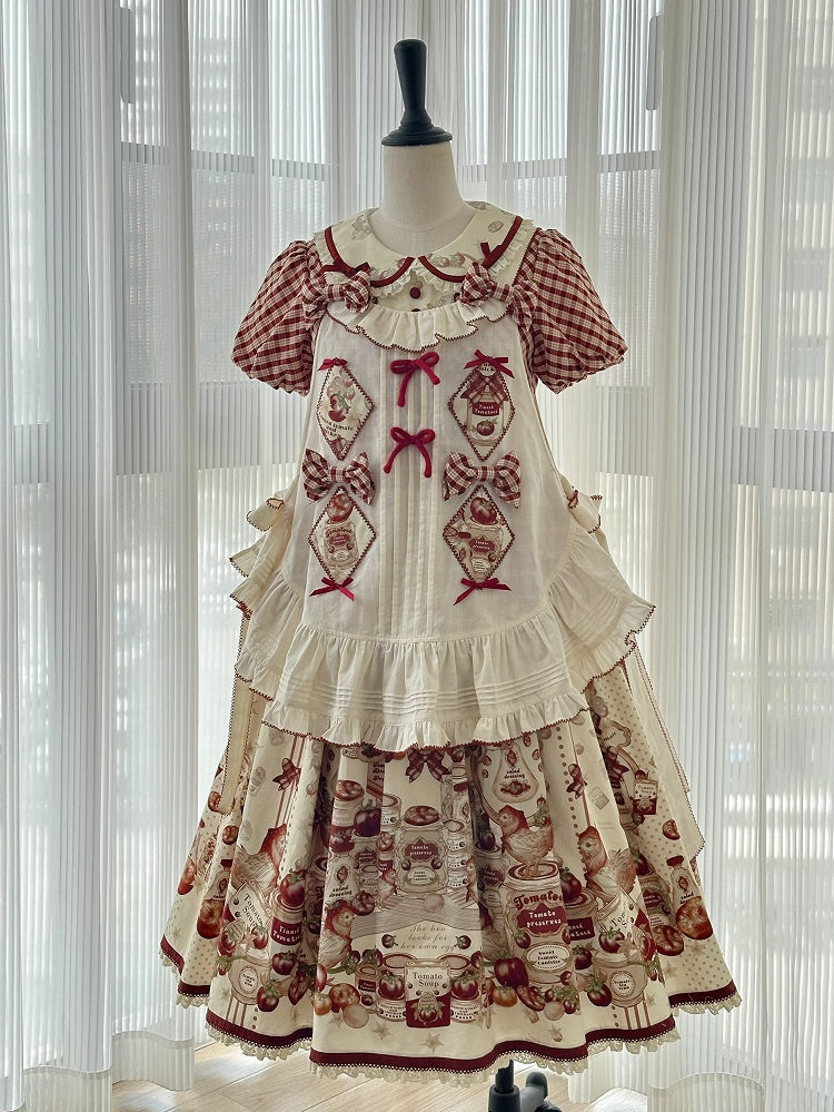 Tomatoes Apron Beige Print Lolita Tinned