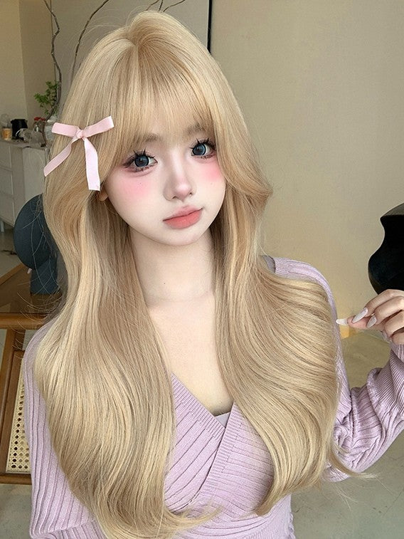 Perücke Pony Länge Blonde Luft Mit 60CM Wellig