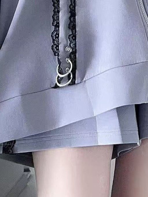 Purple Lace with Trims Black Shorts Kei Jirai