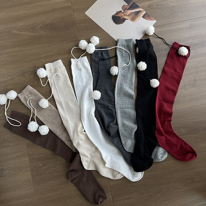 Cute Overknee Stockings With Pompons