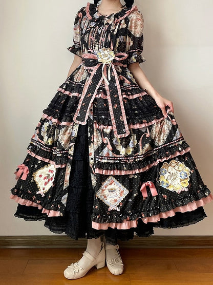 Black Tea Length Ruffles Detail Tiered Under Skirt - Miss Point