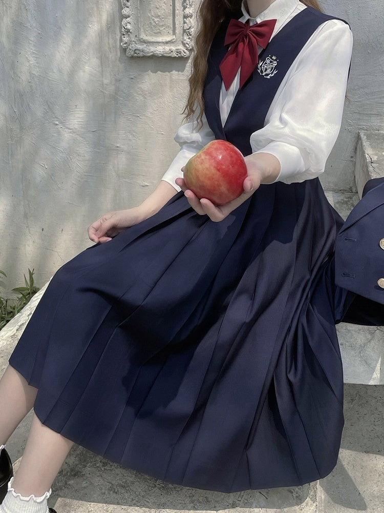 70cm Dunkel/Hochtaillierter Kellerfaltenrock Overall 65 Blau Länge