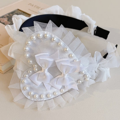 KCトリム 蝶結び ビーズディテール 装飾レース ホワイトハート