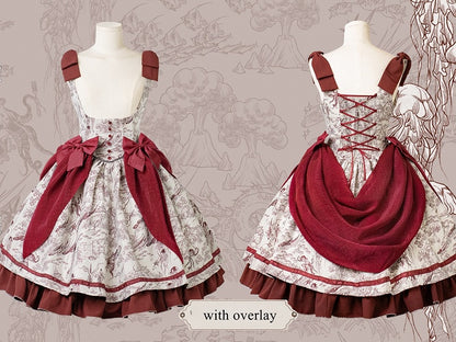 Lolita Waist Under Straps Red Jumper Basque Bust Bowknot Shoulder Skirt