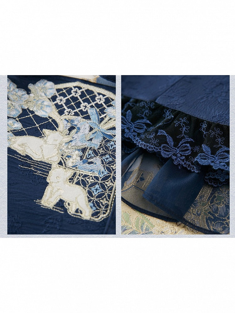 Hanfu Lolita Blouse Jumper Skirt Embroidery Pipa Sleeves - Zao Jing Ji