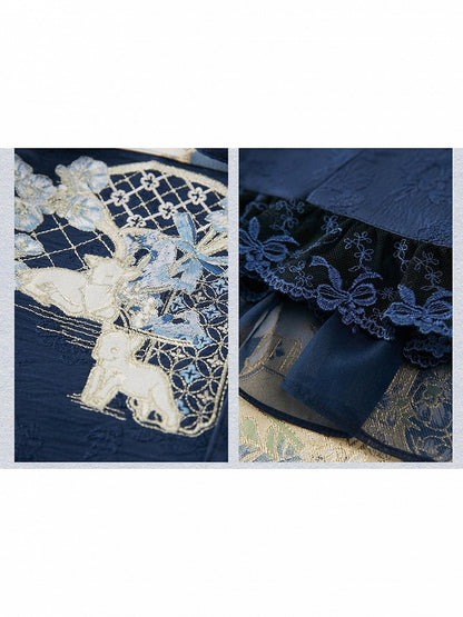 Hanfu Lolita Blouse Jumper Skirt Embroidery Pipa Sleeves - Zao Jing Ji