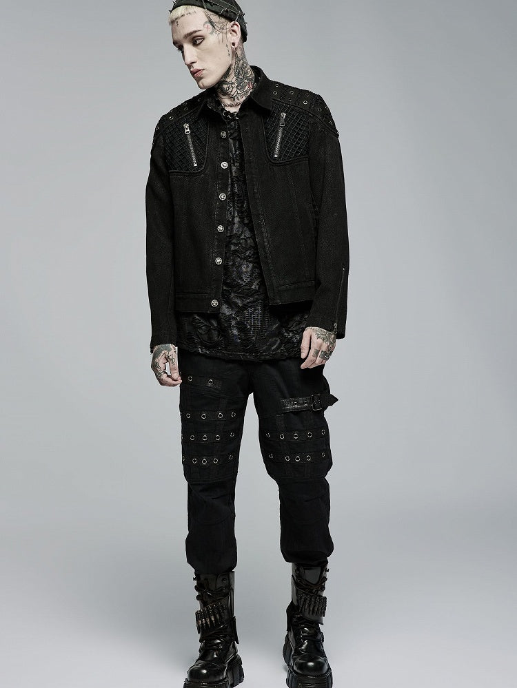 Rugged Men's Punk Black Jacket