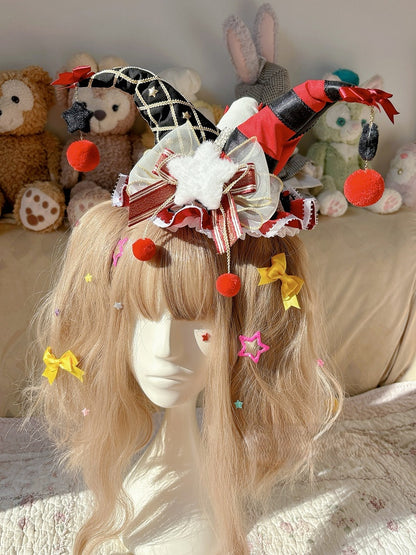 Pom-Pom and Multiple with Colors Bowknot Clown – Decorations Options Hat