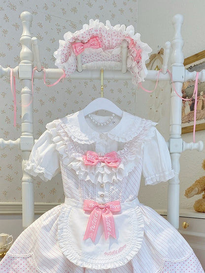 ピンクドットホワイト柄ボンネット/ポルカ