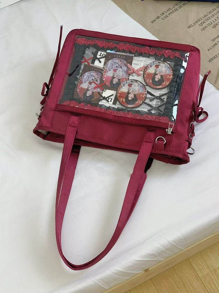 Lace Shoulder 9 Colors Ita Satin Bow Decoration Tie Side Bag