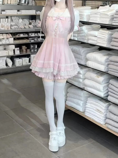 Kleid mit Hasenohren, Matrosenkragen, Shorts mit Rüschenbesatz, Fliege