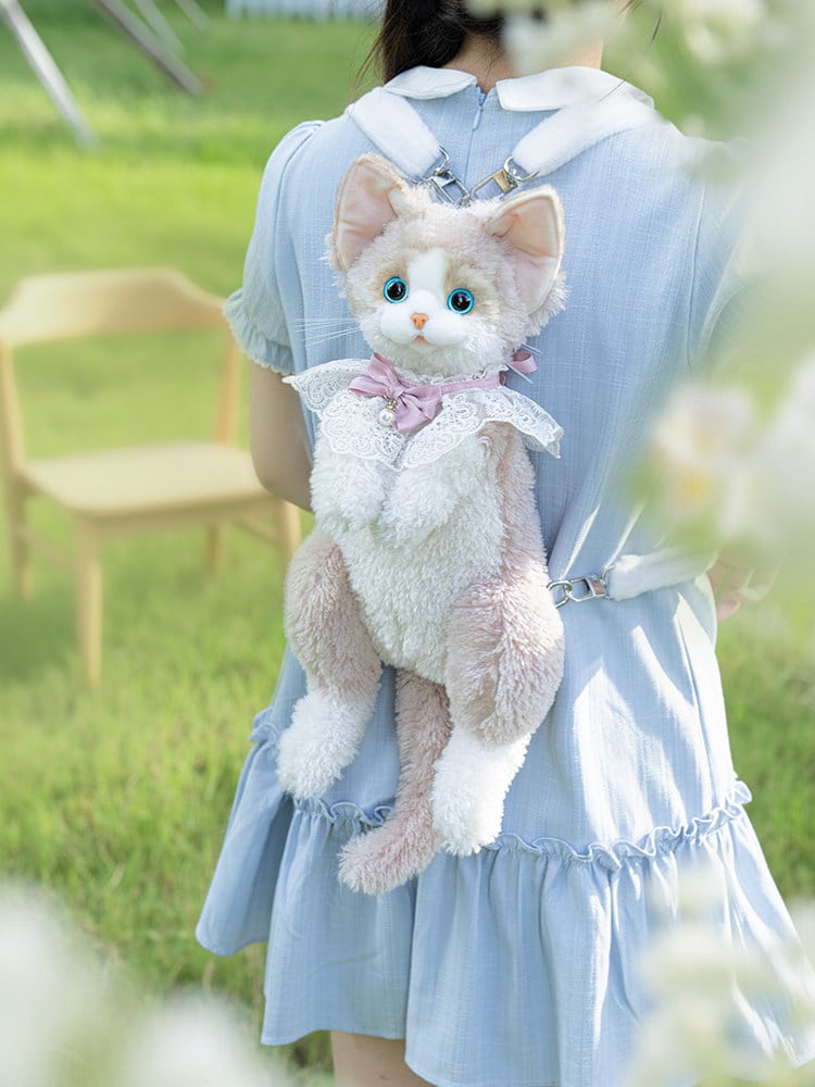 Backpack/Crossbody Cat Realistic Plush 3 Colors Devon Bag