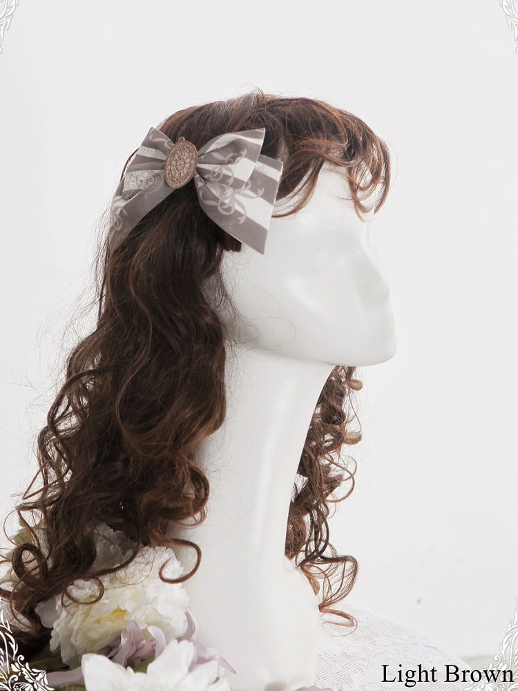 Hairclip Blue/Brown/White/Light Brown Lolita Bowknot