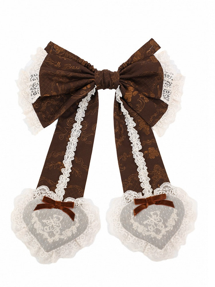 Brown Vintage Bow Train with Embroidered Detailing - Twin Bear Original Design