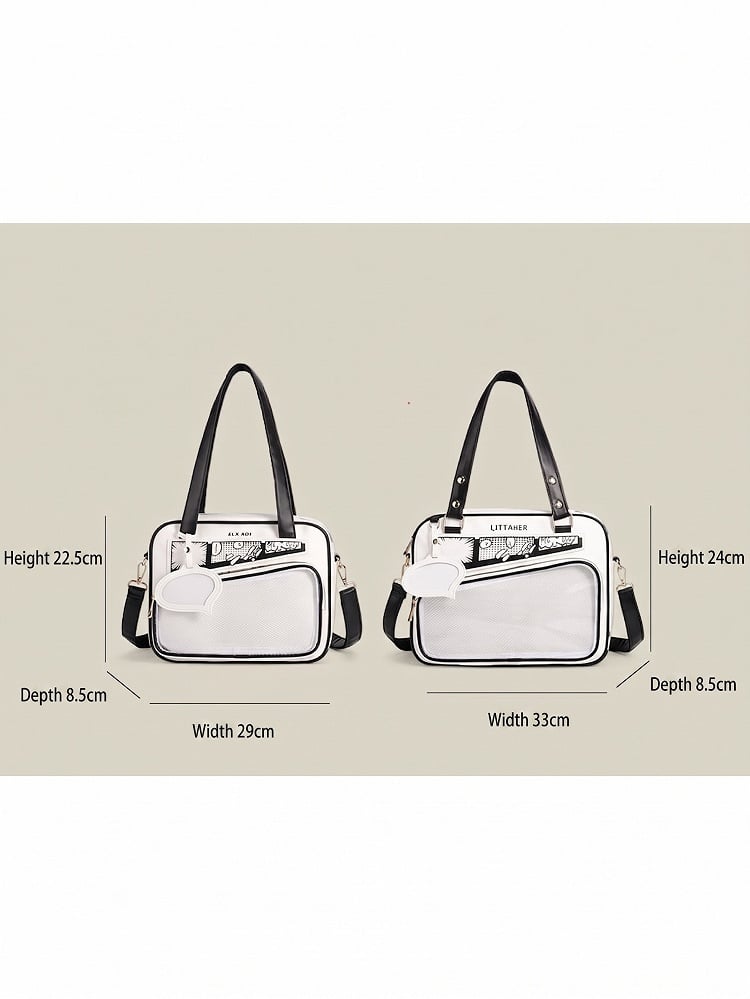 Kawaii Transparent Pocket Double Shoulder Bag in 4 Colors - CMERSIKENG
