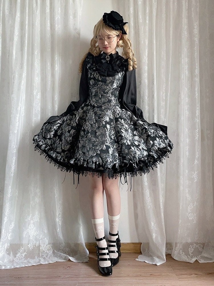 Silver and Black Ruffled JSK Gothic Lily - Miss Point