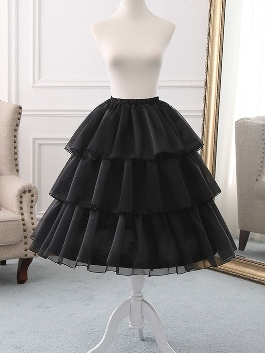 Adjustable Fish Bone Petticoat in Black/White for Daily Wear - Lolita Wind Story