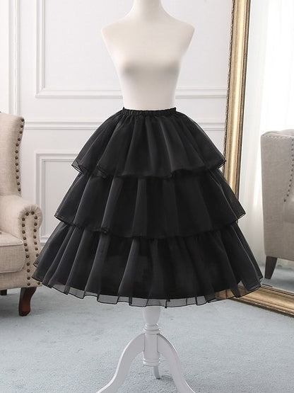 Adjustable Fish Bone Petticoat in Black/White for Daily Wear - Lolita Wind Story