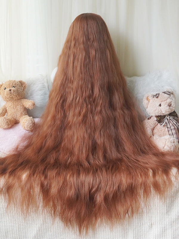 Blond/Karamell/Hellbraun/Schwarz Lange gewellte Perücke