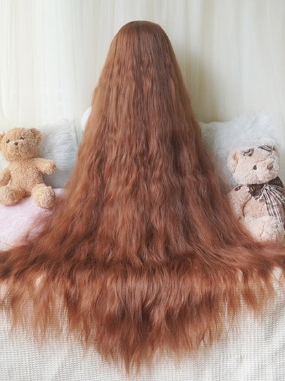 Blond/Karamell/Hellbraun/Schwarz Lange gewellte Perücke