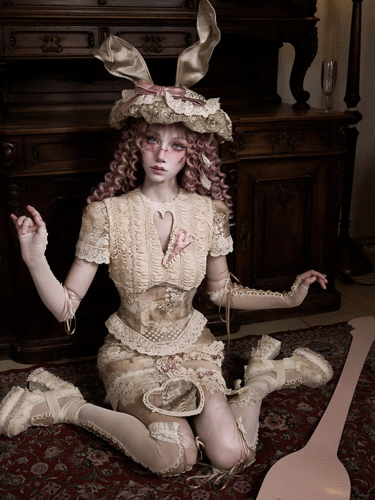 Cutout Love Short Romantic Sleeves Top Corset Goth