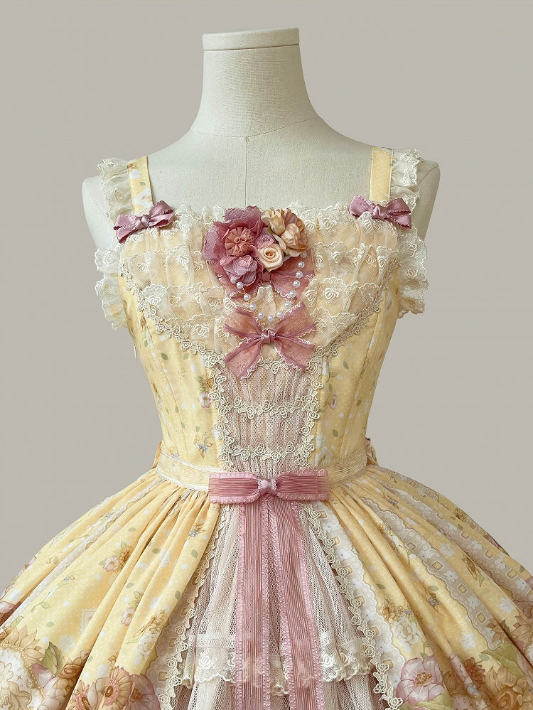 and Yellow Farm Print Sunflowers Jumper Sweet Skirt Lolita Ducks