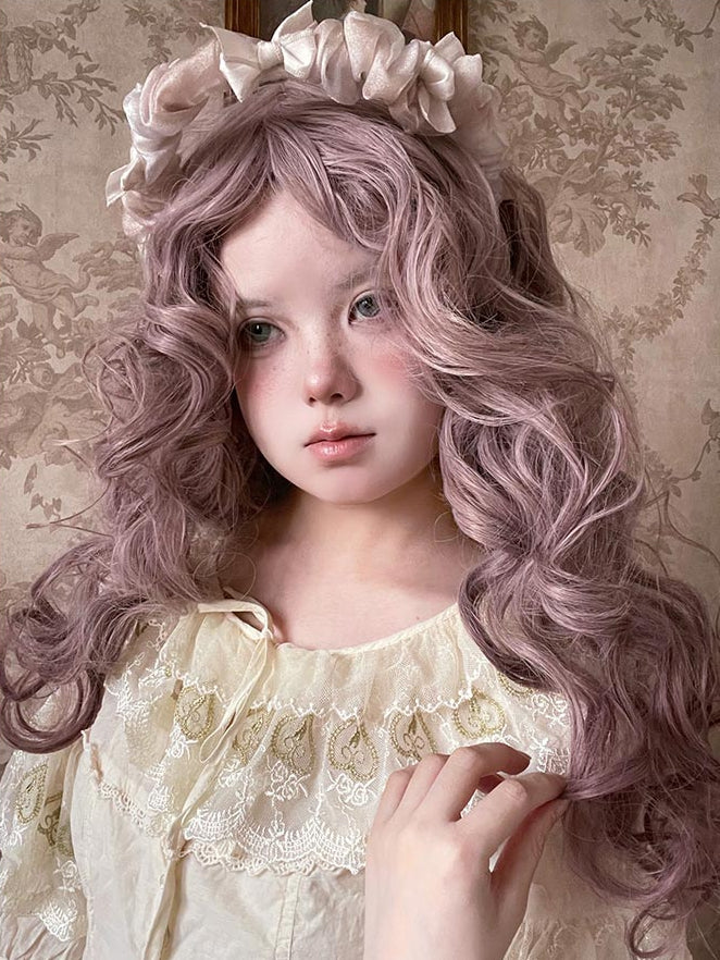 ウィッグ ウェーブ 48CM パープル 長さ ダスティ