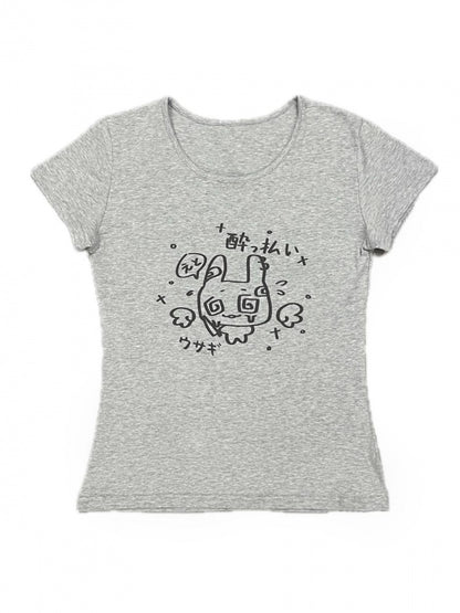 ホワイトグレーグラフィックTシャツ