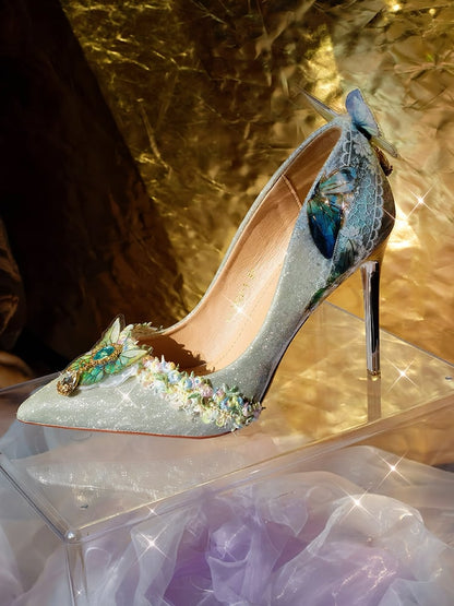 Silber 7,5 CM/10,5 CM Details Spitze Verzierte Heels Hohe Schmetterling