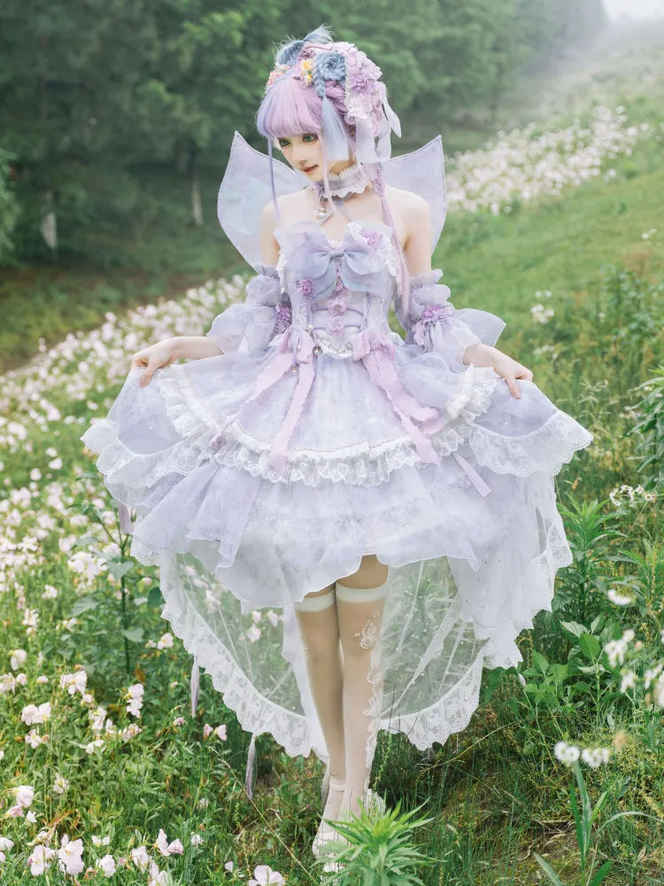 Kleid Fee Set Design Lila Schmetterling JSK Prinzessin Lolita Floral Volle