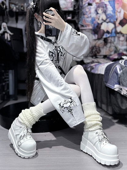 Decor Shoes Polished Closure Punk Hybrid - White Platform Wings