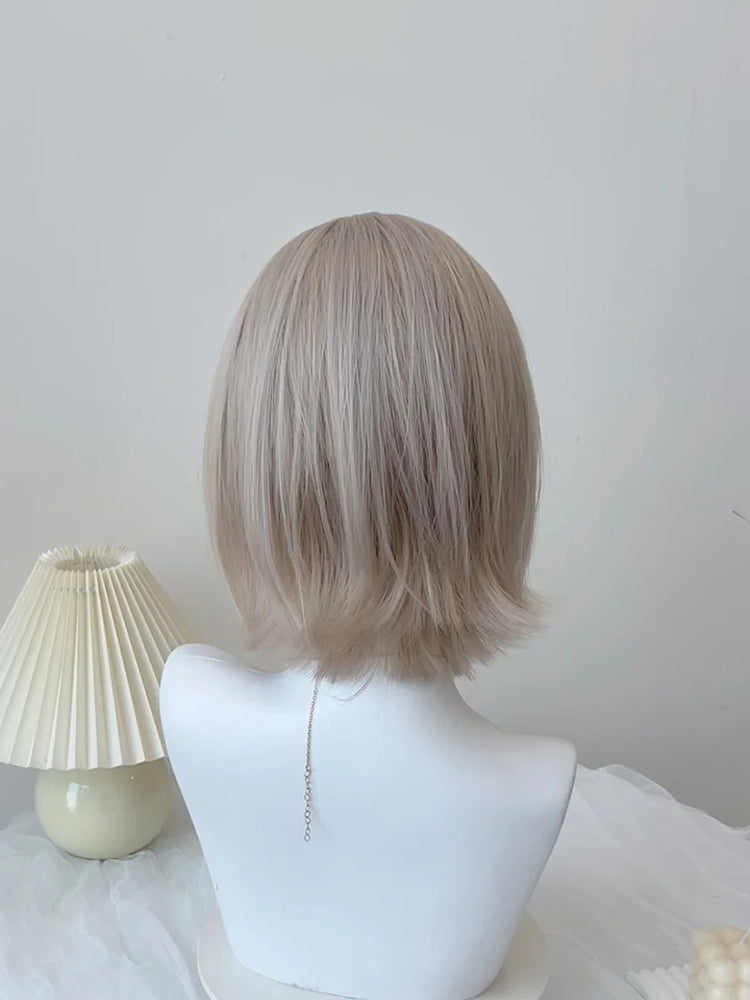 with Short Champagne Cut 35CM Straight Bangs Bob Wig