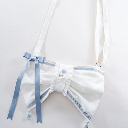 Ivory and Azure Bow Sailor Shoulder Bag - Honey Machine