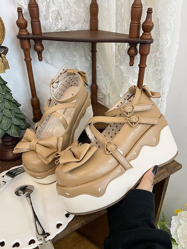 Platforms Light Brown Crisscross Toe Design Sweet - Round
