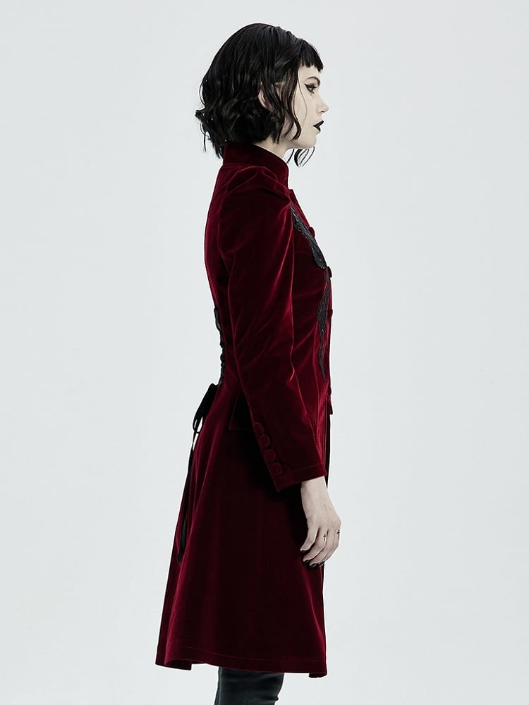 Length Mid Coat Goth Red